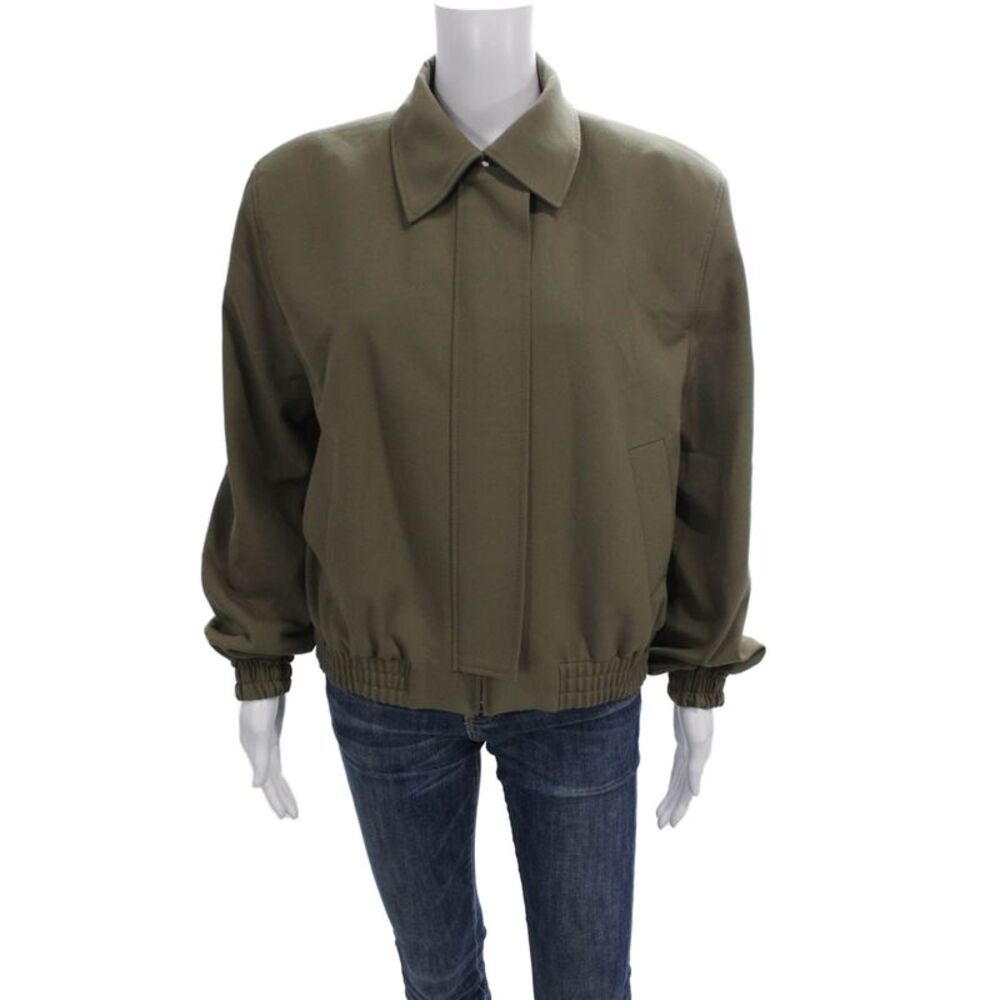 Zara Womens Bomber Jacket Green Long Sleeve Zip Size S